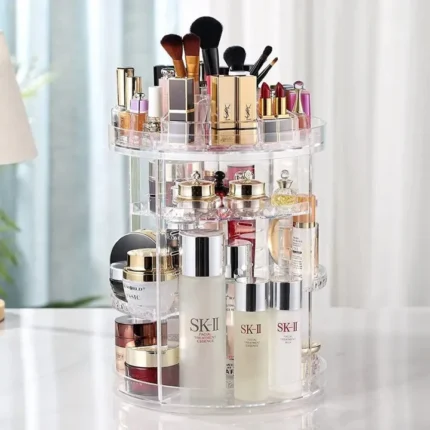 Transform your vanity with our Makeup Brush Holder – a sophisticated 360° Rotating Organizer.